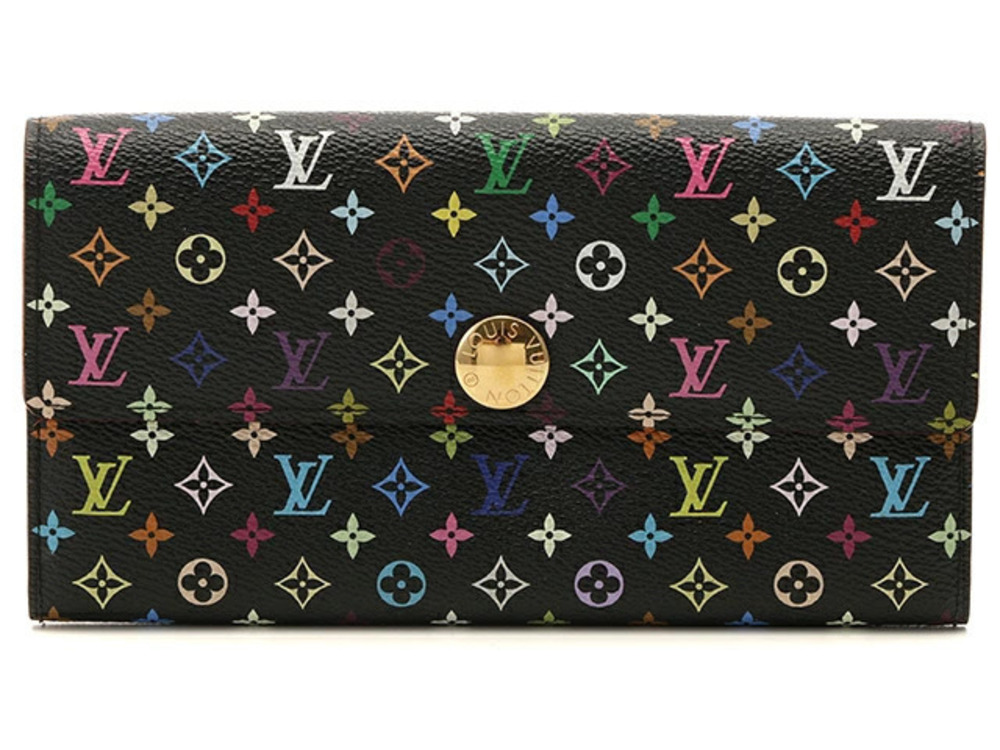LOUIS VUITTON Portefeuille Sarah Long Wallet Monogram Multicolor Noir Black